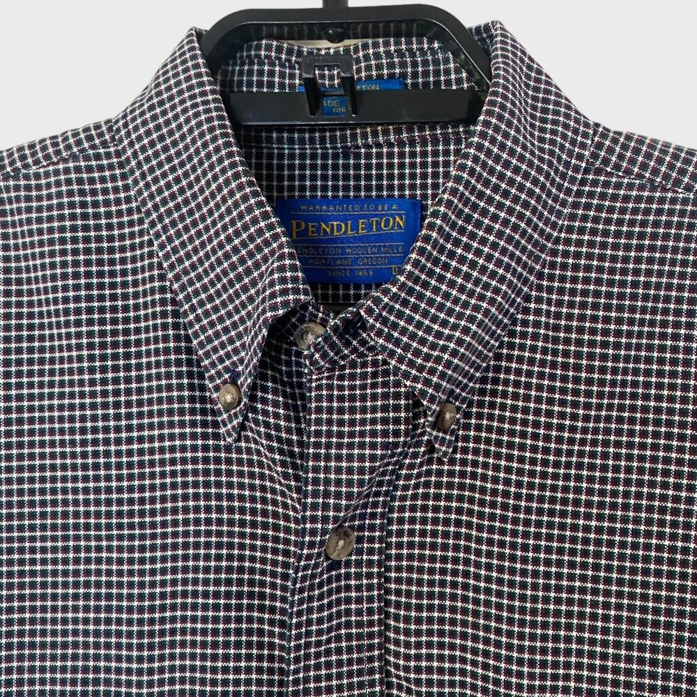 Pendleton Button-Down Shirt Green Micro Check Men… - image 5